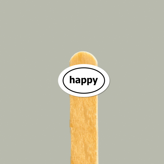 MightyTags: Durable & Joyful 'Happy' Stickers for Anywhere